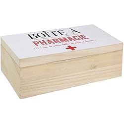 LA BOITE A BT6687 Boite à Pharmacie, Bois, Beige/Blanc, 27 x 14 x 9,8 cm