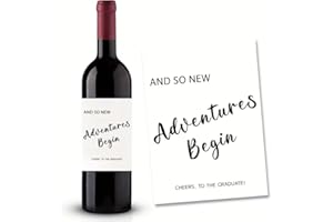 SEUNKIEER 2 Stück Flaschenetikett And So New Adventures Begin 10x12,7cm Flaschenetiketten Weinflaschen Aufkleber selbstklebend Etikett Geschenke für Abschluss Abi Führerschein Studium Abitur Bachelor Graduation