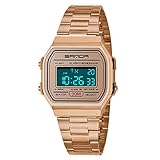 Sportuhr für Herren Wasserdichte Outdooruhr Analoge elektronische Uhr Edelstahl Leuchtend Datum Herren Business Watch Zubehör ansehen,B