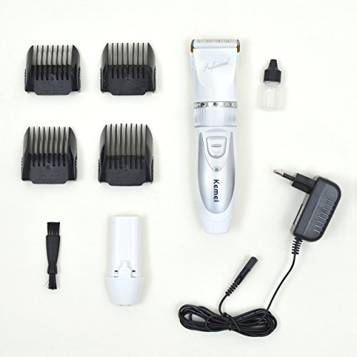 Akku Profi Haarschneider – Rasierer – Haarschneidemaschine mit 4 Aufsätzen, ideal für den Friseur Salon oder privaten Gebrauch – leiser aber starker Motor als Set Netz und Akkubetrieb, Farbe: weiß - 3