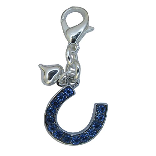 Purple Petals Jewellery Box Handmade Wedding Gift for the Bride - Something Blue - Mini Blue Crystal Horseshoe Clip on Charm - Gift Boxed