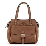 damentaschen leder cognac SICHER VERSCHLIESSBAR: Das geräumige Hauptfach der Handtasche ist durch einen Reißverschluss sicher verschlossen. Die Vortasche kann durch einen Druckknopf verschlossen werden.