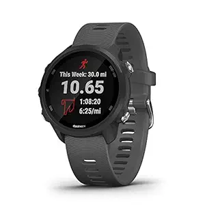 Garmin Forerunner 245, GPS Running Smartwatch with Advanced Dynamics, Slate Gray (No-Cost EMI Available)