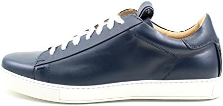 Giorgio Rea Men Shoes Blue Sneakers Sneackers Free Time Casual Shoes Leather Made In Italy Fashion Luxury (EUR 41 - UK 7 - US 8, Navy Blue)