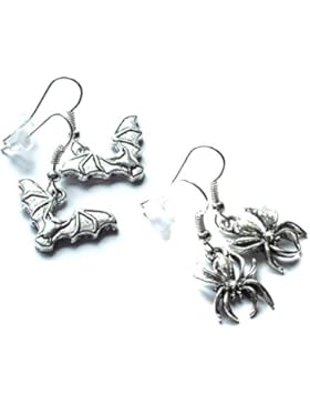 Fledermäuse und Spinnen, 2 Paar Ohrhänger, Halloween, Gothic, Modeschmuck