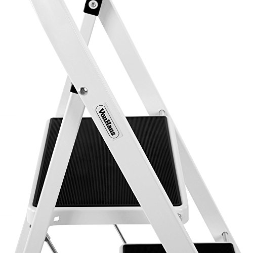 VonHaus Schwerlast Klappbare Transportfähige 2 Stufen Leiter Stehleiter Stahl - 3