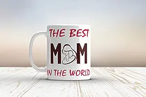 GIFT BOX Ceramic The Best Mom in The World Printed Coffee Mug White 325 ml