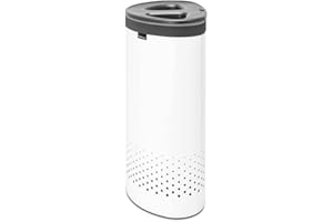 Brabantia - Cubo de ropa selector - Dos compartimentos de clasificación - Bolsa de ropa portátil en el interior - Apertura de caída rápida - Orificios de ventilación - Espacio eficiente - Blanco - 55L