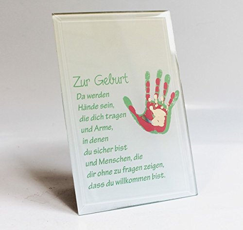 Preisvergleich Produktbild Gilde Dekorativer Tischaufsteller Design Fotorahmen Zur Geburt, geschliffenes Glas Handwerk Geschenk