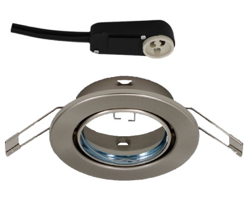 Preisvergleich Produktbild Trango® Einbaustrahler Einbauleuchten Strahler rund (Edelstahl Look TG6729-012) inkl. GU10 Sicherheit-Anschlußkasten direkt 230V