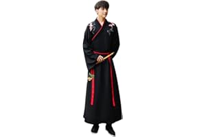 YUDATPG Men Hanfu Traditional Chinese Ancient Clothing Kung Fu Halloween Cosplay Costume Embroidery Outfits Scholar Swordsman Fancy Dress