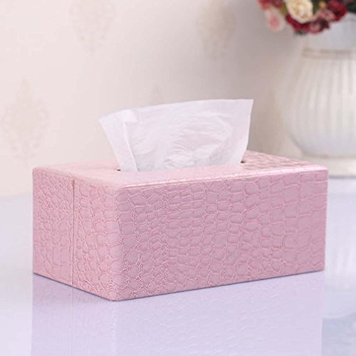 SQL European leather texture fashion creative home office leather tissue box pumping tray , light pink