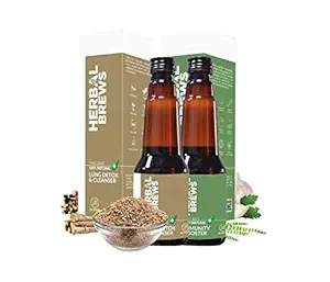 Herbal Brews - Ayurvedic Lungs Detox & Immunity Booster for Adults & Kids, with Mulethi, Tulsi, Giloy, Ashwagandha - Supports Respiratory Health in Cough Cold - Combo Each 200ml Syrup (Sugar Free)