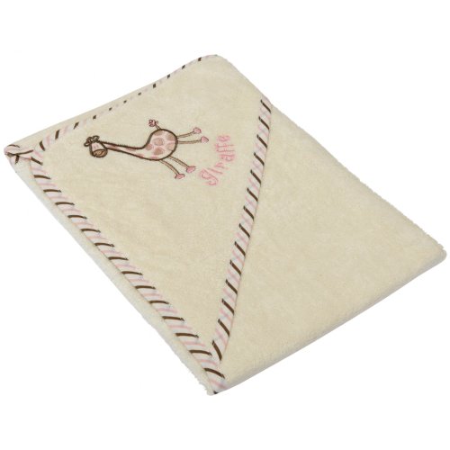 Baby Girl Giraffe Hooded Bathrobe, Babies 100% Cotton Towel Bath Robe (75cm x 75cm) (Pink)