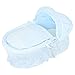 Isabella Alicia Broderie Anglais Milano Wicker Moses Basket (Blue)