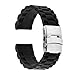 Produktbild TRUMiRR 22mm Silikon-Gummi-Uhrenarmband Edelstahl-Wölbung Armband-Bügel für Samsung Gear 2 R380 R381 R382, Gear S3 Classic Frontier, Moto 360 2 46mm, Asus ZenWatch 1 2 Herren, Pebble Zeit, LG Urbane W150