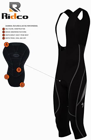 Mens Cycling 3/4 Bib Shorts Coolmax Padding Cycle Tight Shorts Mens Bike Tights Grey (MEDIUM)