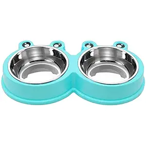 Bingo Pet Double Dog Cat Bowls Premium Stainless Steel Pet Bowls Cat Dish Bowl Cat Food Dish Easy to Clean Durable Cat Dish for Food and Water (Color May Vary)