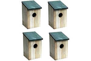 ELITO HOME & GARDEN New Wooden Wood Nesting Nest Boxes Bird House Birds Blue Tit Robin Sparrow (4 x Bird Nesting Boxs)