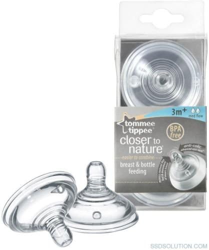 Medium flow 2 packs Easivent teats from Tommee Tippee age 3m+ bpa free (x4)