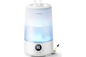 Homvana Luftbefeuchter Schlafzimmer Top-Fill, 3.6L 360°Cool Mist 34H Dauerhaft, Ruhig 16dB (SilentSpary Tech) Klein, Luftbefeuchter Klein, Baby, Diffuser Kinderzimmer, Raumbefeuchter Ultraschall(Weiß)