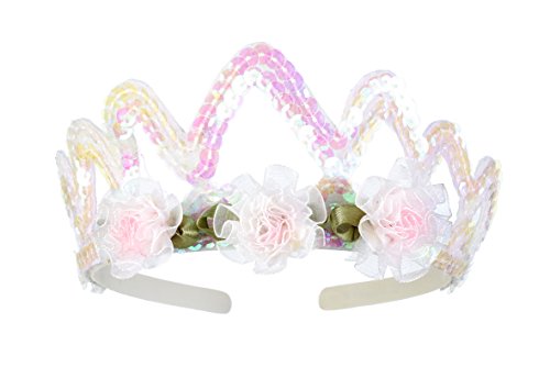White Sady Crown with Pink Organza Flowers