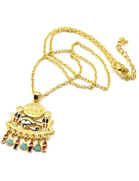 Anhänger Cobra-Auge von Horus. Emaille vergoldet, inkl. Kette