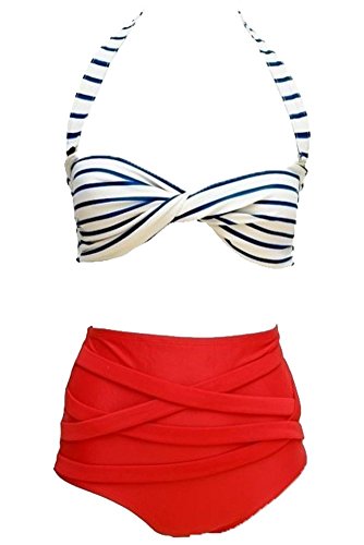 Mujer Traje De Baño Bikini Vendimia Rockabilly Alto Cintura Retro Bik