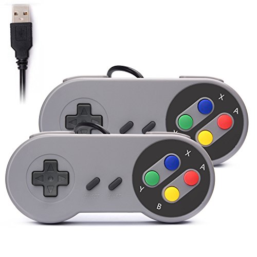 Rii GP100 SNES Retro USB Super Nintendo Controller  USB PC Controller  Raspberry Pi Controller for Windows PC   MAC   Raspberry Pi  2 Pack 
