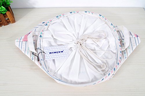 Kimjun Multifunktionale Faltbare Baumwolle Leinen Waschekorb Waeschesammler Korb Kinder Spielzeug Aufbewahrungskorb Aufbewahrungsbox mit deckel – Trojaner Streifen - 6