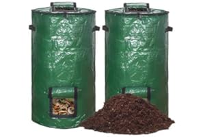 AZARTON Lot de 2 composteurs de jardin - Composteur rapide avec couvercle - Sac à déchets de jardin solide - Composteur rapide - Bac en plastique pour balcon et jardin - Réutilisable et pliable