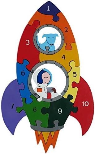 Wooden Jigsaw Puzzle Number Rocket Handmade in Ireland