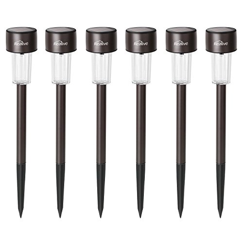 Kealive LED Solarleuchte Garten Lampe mit Erdspieß Wegeleuchten Gartenleuchte aus Edelstahl, 6er Set Wasserdicht für Außen / Landscape / Outdoor (LT-SO1)