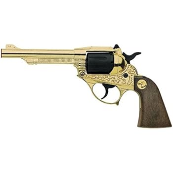 Klappertjes pistool rood/goud | Coppens Warenhuis