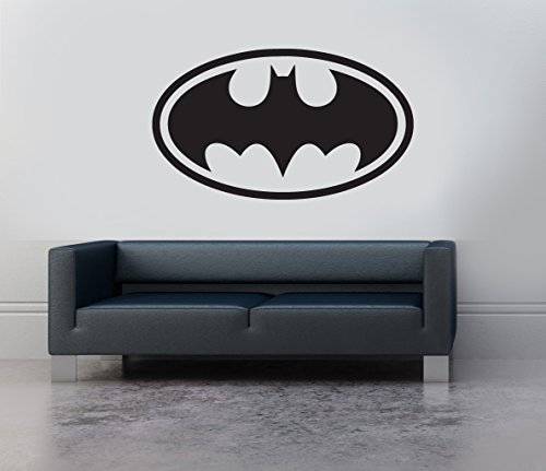Batman Logo Symbol Emblem Vinyl Wall Art Sticker Aufkleber Wandbild Transfer Kinder Schlafzimmer Schablone, Vinyl, schwarz, 60x32