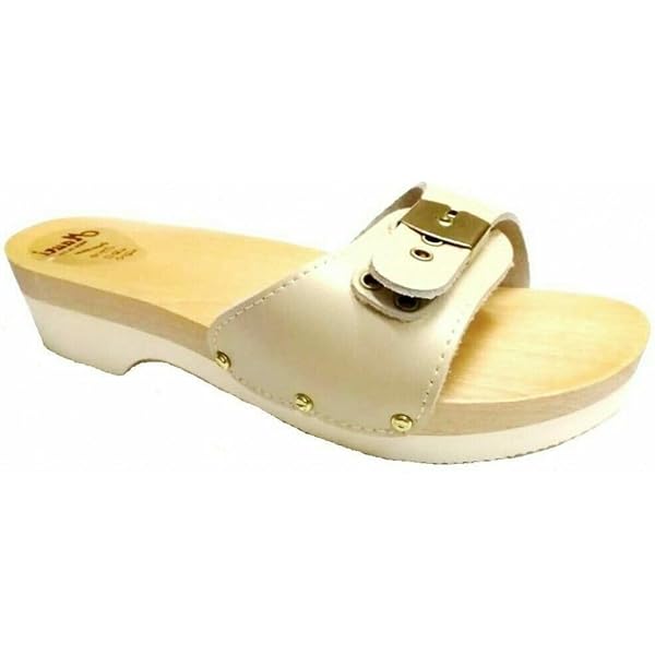 Zoccolo In Legno Con Tomaia In Pelle Imbottita Beige - 100% Fatto In Italia, Tacco 3.5 Cm - Foto 2