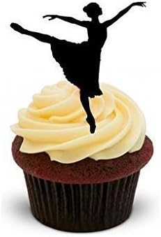 The Baking Girls - Ballet Dancer Silhouettes - Standups 12 Edible Standup Premium Wafer Cake Toppers - 2 x A5 sheet - 12 images