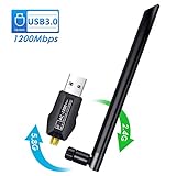 【Schnelle Geschwindigkeit USB 3.0】Mit einer maximalen Geschwindigkeit von 5 Gbit/s über USB 3.0 ist es etwa zehnmal schneller als USB 2.0, um die maximale Anzahl an WiFi Adapterdaten und eine stabilere Internetverbindung sicherzustellen, die mit USB 2.0 und 1.1 kompatibel ist.