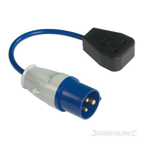 Plugs & Sockets 16 Amp 16A-13A Fly Lead Converter 16A plug to 13A socket 16A 3-pin plug to 13A 3-pin socket converter suitable for camping, caravanning and on-site generators. Cable length 250mm. Max 240V.