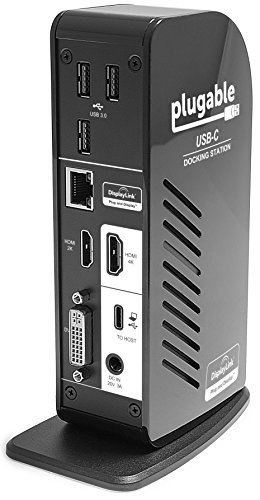Plugable USB-C Docking-Station mit dreifacher Anzeige. Verfügt über Ladeunterstützung/Stromversorgung für spezifische Systeme mit Windows USB-C und Thunderbolt 3 (UK- und EU- Netzkabel enthalten) - 4