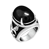 Diseño moderno y Puro Hombres Acero Inoxidable Anillo Vintage Águila Forma Zirconia Cúbica Gema Ónix/Rojo Anillo Plata El Tamaño 25