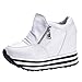 Produktbild Mymyguoe Sportschuhe Dicke untere Flache Volltonfarbe Freizeitschuhe Bequem Innen Increased Ferse Plateau Sneaker Fitnessschuhe Laufschuhe Frauen Freizeitschuhe Atmungsaktiv Schnürer Turnschuhe