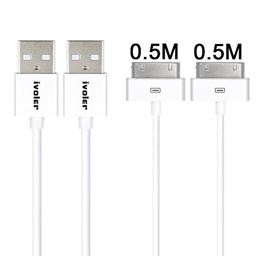 [2 Stück] iPhone 4s Kabel, iVoler 0.5m 30 Pin Dock Connector auf USB Kabel Sync und Ladekabel Datenkabel USB mit 30 polige Stecker für Apple iPhone 4/4s, iPhone 3G/3GS, iPad 3/2/1, iPod touch 2 3 4, iPod nano 5/6 (Weiß)