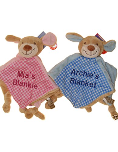 Personalised Comforter, Babies Comfort Blanket, Embroidered Blankie, Boys Blanket, Girls Blanket, Blankie, Teddy (Blue (Puppies Head))