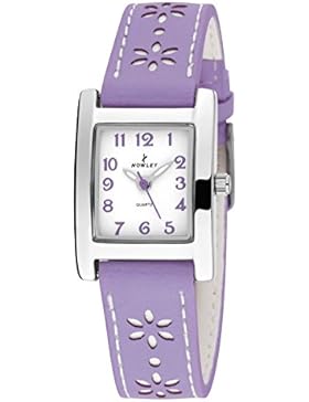 Uhr NOWLEY 8–5388–0-5Uhr Mädchen Box aus Metall silber und Lederband grauen.