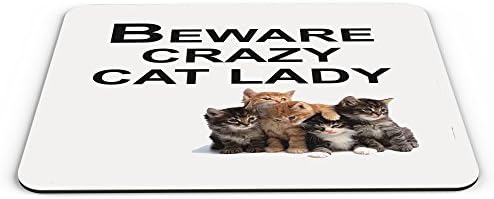 Beware Crazy Cat Lady Funny Computer PC Mousemat