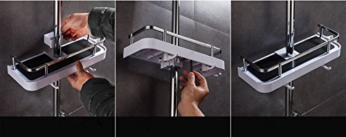 YunNasi Höhenverstellbar Badezimmer Duschablage zum Hängen mit 2 Haken kein Bohren an der Wand montiert geeignet für Shampoo Duschgel (Rohrdurchmesser 25mm) - 8