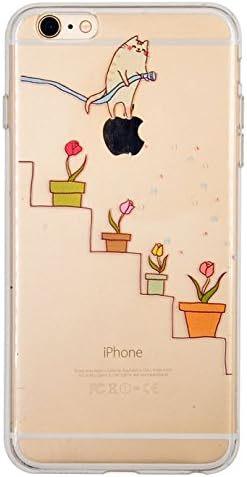 iPhone 6 Plus Case, Offly Transparent Flexible Silicone TPU Protective Case, Creative Fantasy Pattern for Apple iPhone 6 Plus / 6S Plus - Watering Cat