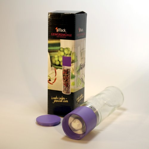 Pfeffermühle Salzmühle Gewürzmühle unbefüllt mit Keramik Mahlwerk in Geschenk Verpackung – 230ml – Höhe 20.5cm – pflaume violett - 2
