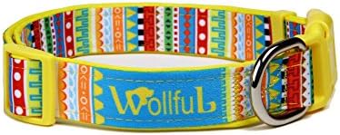 WollfuL Soft Dog Collar,Plastic Buckle Design,Light Weight & Comfy Pet Collar,Adjustable,Colorful Pattern (Small, Yellow)